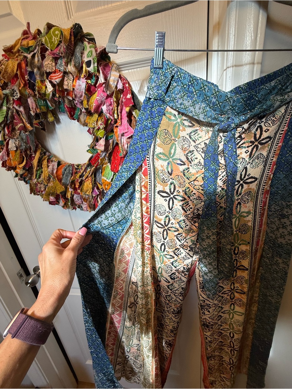 Angie Teal, Navy and Green Floral Rayon Pants - Picture 9 of 9